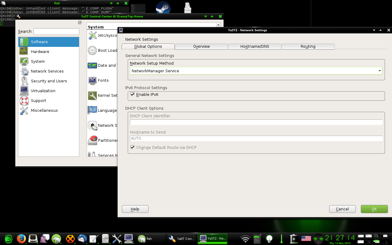 Enabling NetworkManager using Yast openSUSE Leap 42.1