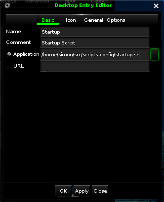 Personal Application Launcher settings